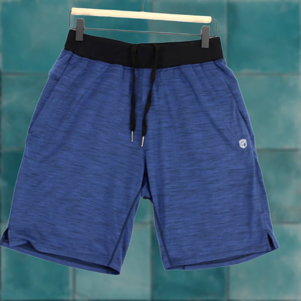 Born Born Primitive Training Shorts Mens S Blue Heather Drawstring Elastic Waist Size US 29 - 1 Thumbnail