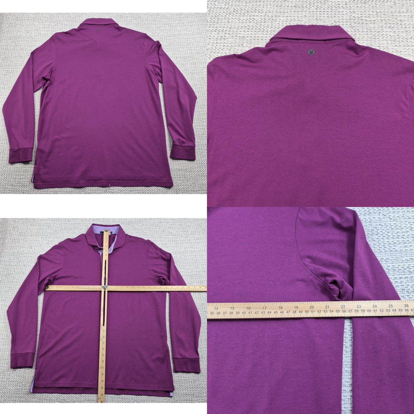 Vintage Greyson Polo Golf Shirt Mens Large Purple Pima Cotton Stretch Knit Long Sleeve Size US L / EU 52-54 / 3 - 8 Thumbnail