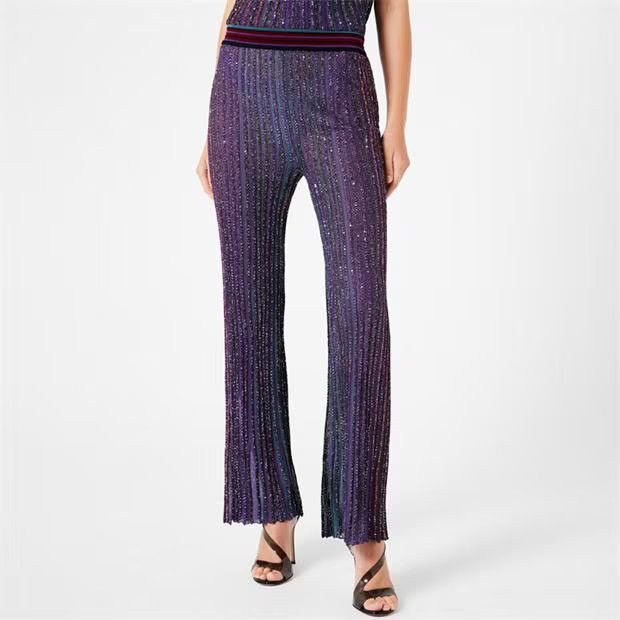 Missoni o1g2r1mq1124 Sequined Flare Trouser in Dark Multicolor Size 27" / US 4 / IT 40 - 3 Thumbnail