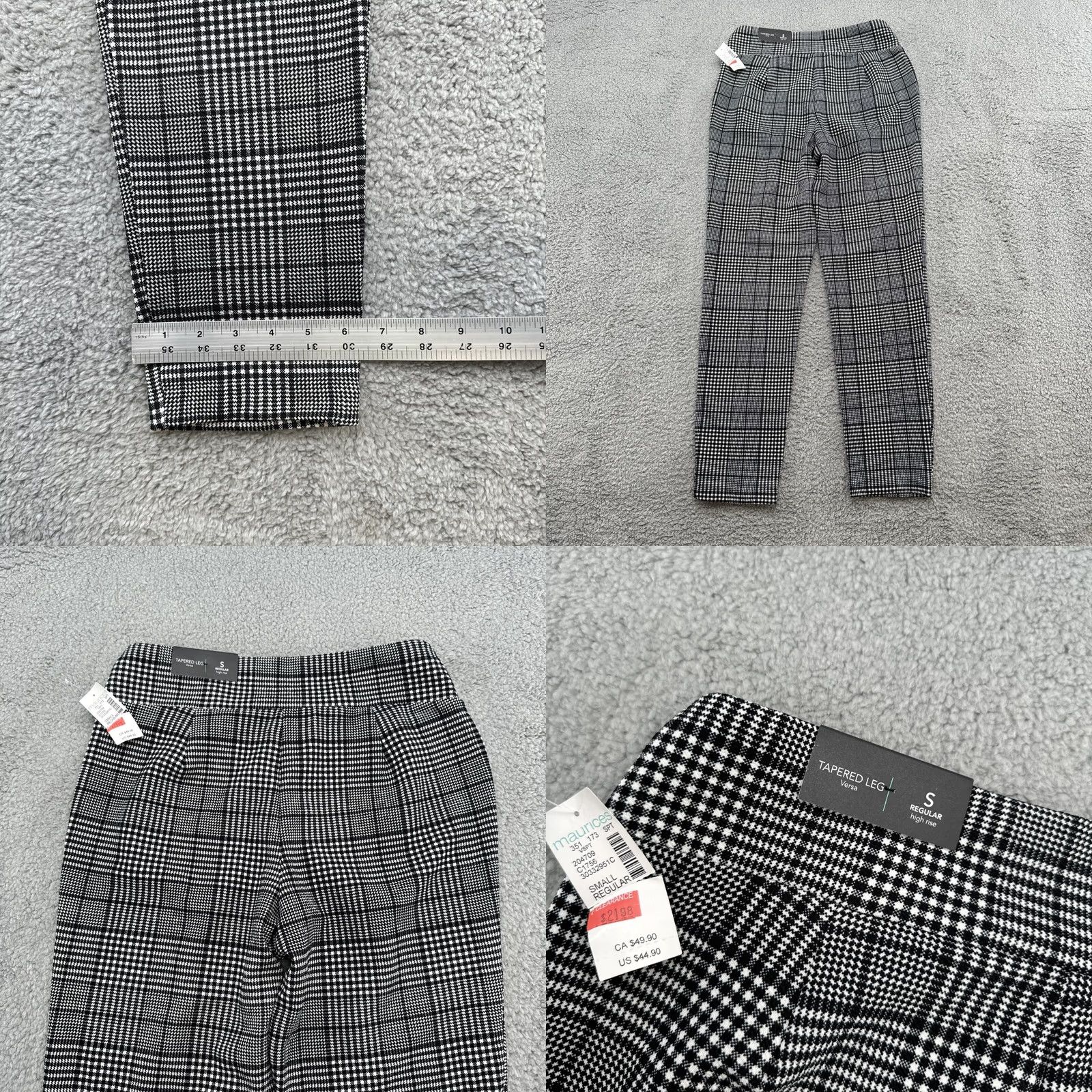 Vintage Maurices Versa Crossover High Rise Taper Pants Small Black/White Plaid Womens Shirt? Size 28" / US 6 / IT 42 - 8 Thumbnail
