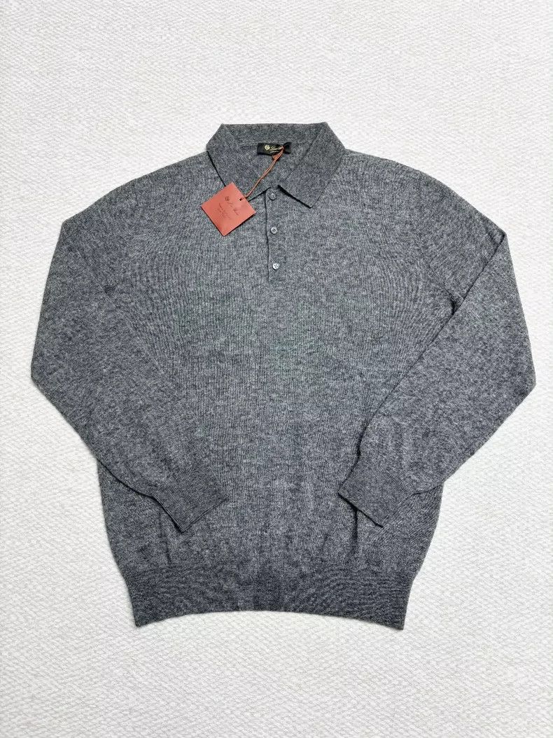 Loro Piana LORO PIANA Solid Polo collar long sleeve turtleneck Size US L / EU 52-54 / 3 - 2 Thumbnail