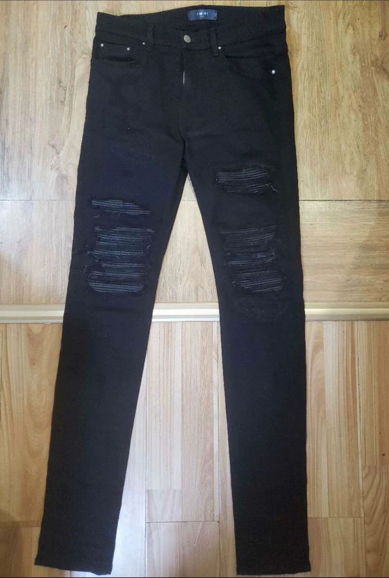 Amiri Amiri 16ss OG Black Leather Patch Jeans - dmc Size US 32 / EU 48 - 1 Thumbnail
