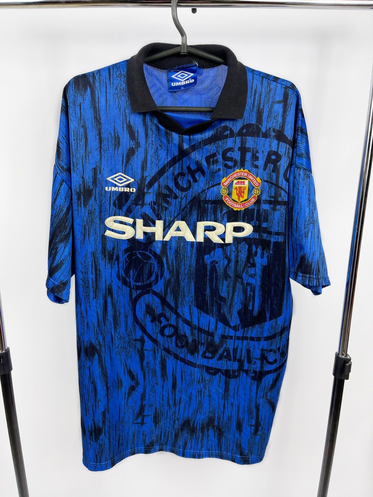 image of Manchester United 1992-93 Sharp Football Shirt Size XL in Blue, Men's