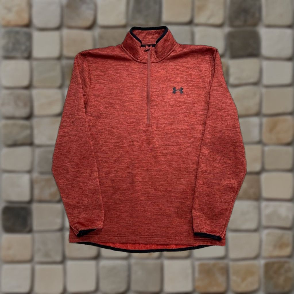 Under Armour Under Armour Mens Sweater Zip Mock Neck 1/4 Zip Red Fleece Performance Running Winter Spring Fall Activewear Pullover Casual Logo Size US M / EU 48-50 / 2 - 1 Thumbnail