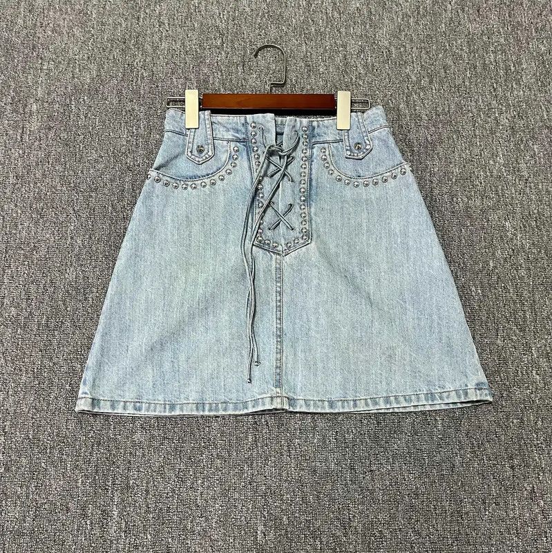 Miu Miu Miu Miu Summer Blue Cotton Skirt 0089 Size 26" / US 2 / IT 38 - 1 Thumbnail