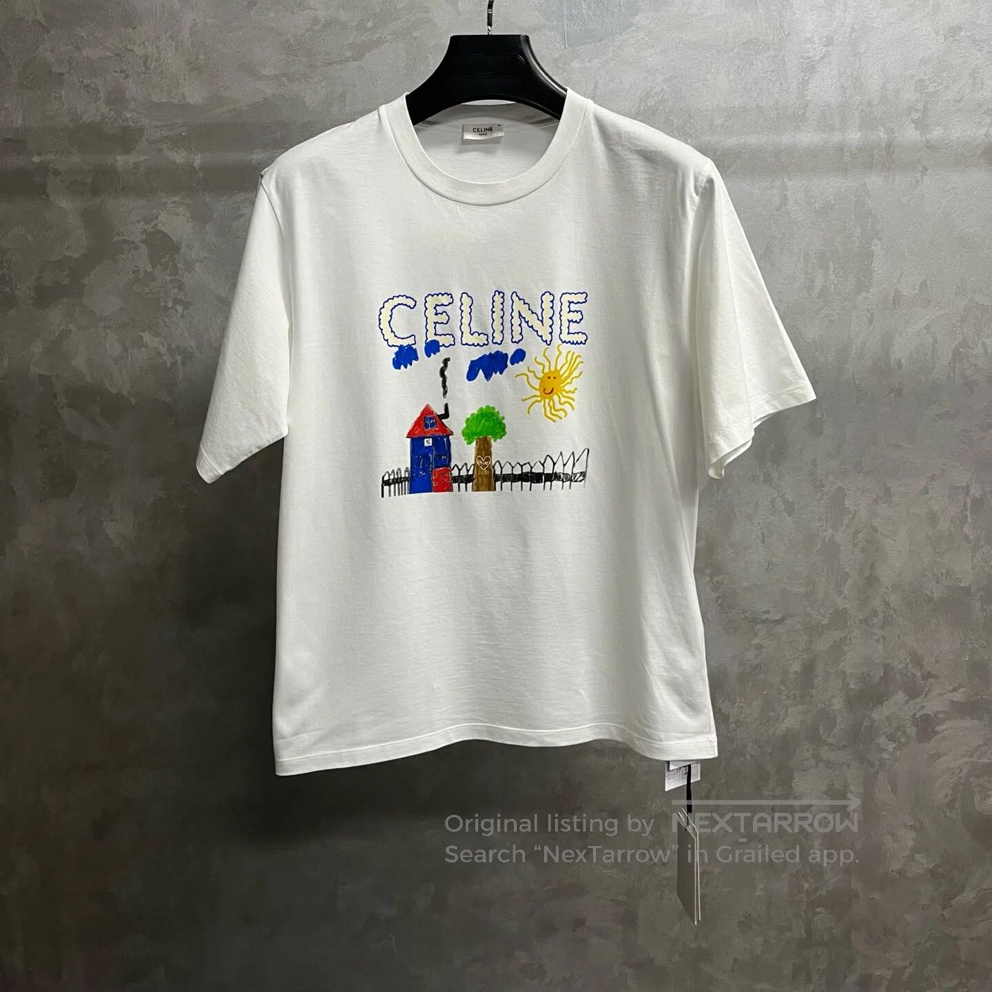 Celine CELINE T-shirt with a relaxed, off-the-shoulder letter des Size XS / US 0-2 / IT 36-38 - 1 Thumbnail