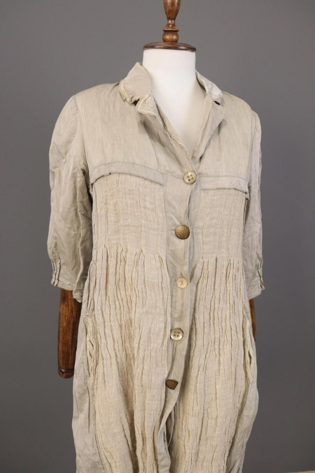 Designer Aventures des Toiles Beige 3/4 Sleeve A-Line Dress 36 Size M / US 6-8 / IT 42-44 - 5 Thumbnail