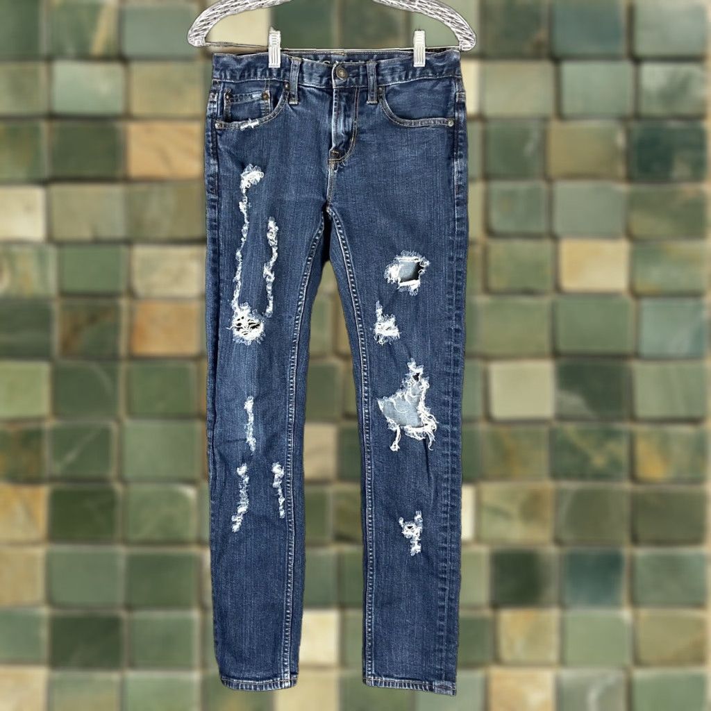 American Eagle Outfitters American Eagle Outfitters Jeans Adult Skinny 29x29 Blue Distressed Mens Size US 29 - 1 Thumbnail