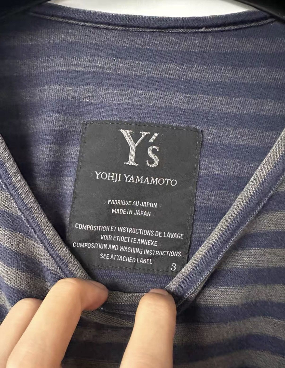 Yohji Yamamoto Yohji Yamamoto Y's striped short sleeve base layer K7 Size US L / EU 52-54 / 3 - 5 Thumbnail
