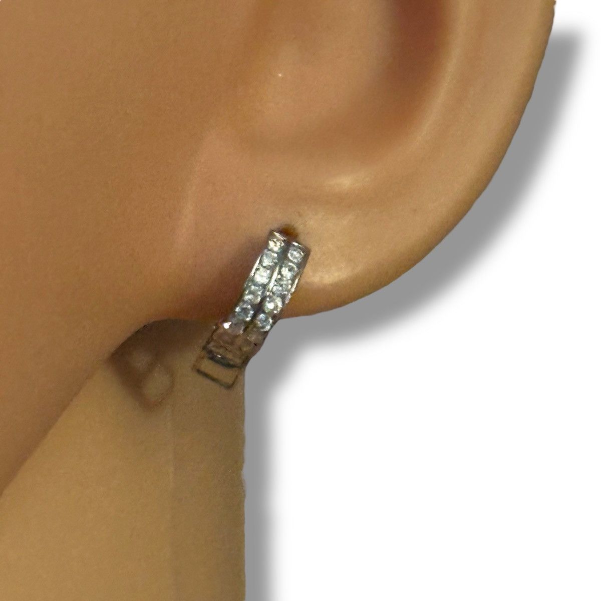 Other 14K white gold cubic zirconia mini hoop earrings Size ONE SIZE - 3 Thumbnail