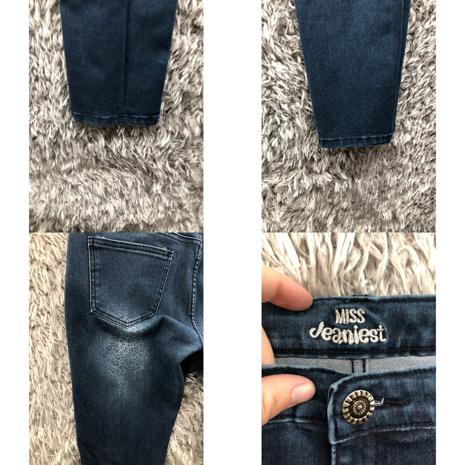 Vintage Miss Jeaniest Jeans Size 16 Womens Mid Rise Blue Denim Animal Print Accent Skinny Jeans Size 38" / US 16 / IT 52 - 8 Thumbnail