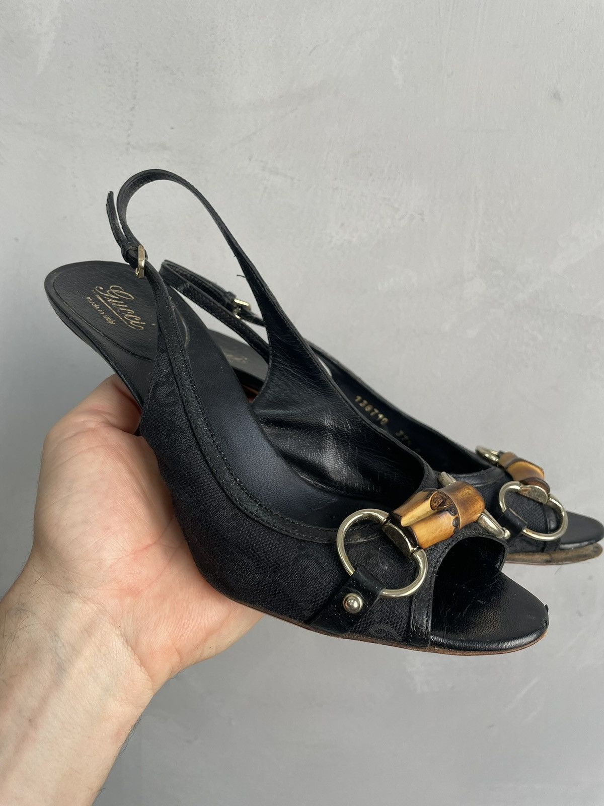 マックス Vintage 90s gucci monogram heel shoes slippers mules