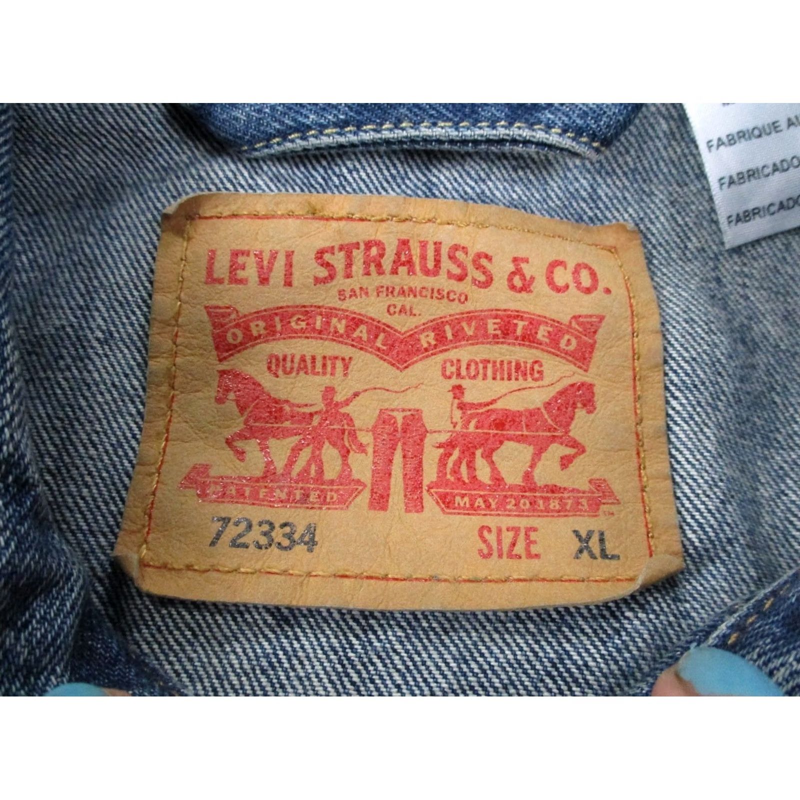 Levi's Levi's Jacket Mens XL Blue Denim Trucker Red Tab Jean Workwear Biker, Leather? (Note: Original has no leather) Size US 36 / EU 52 - 7 Thumbnail