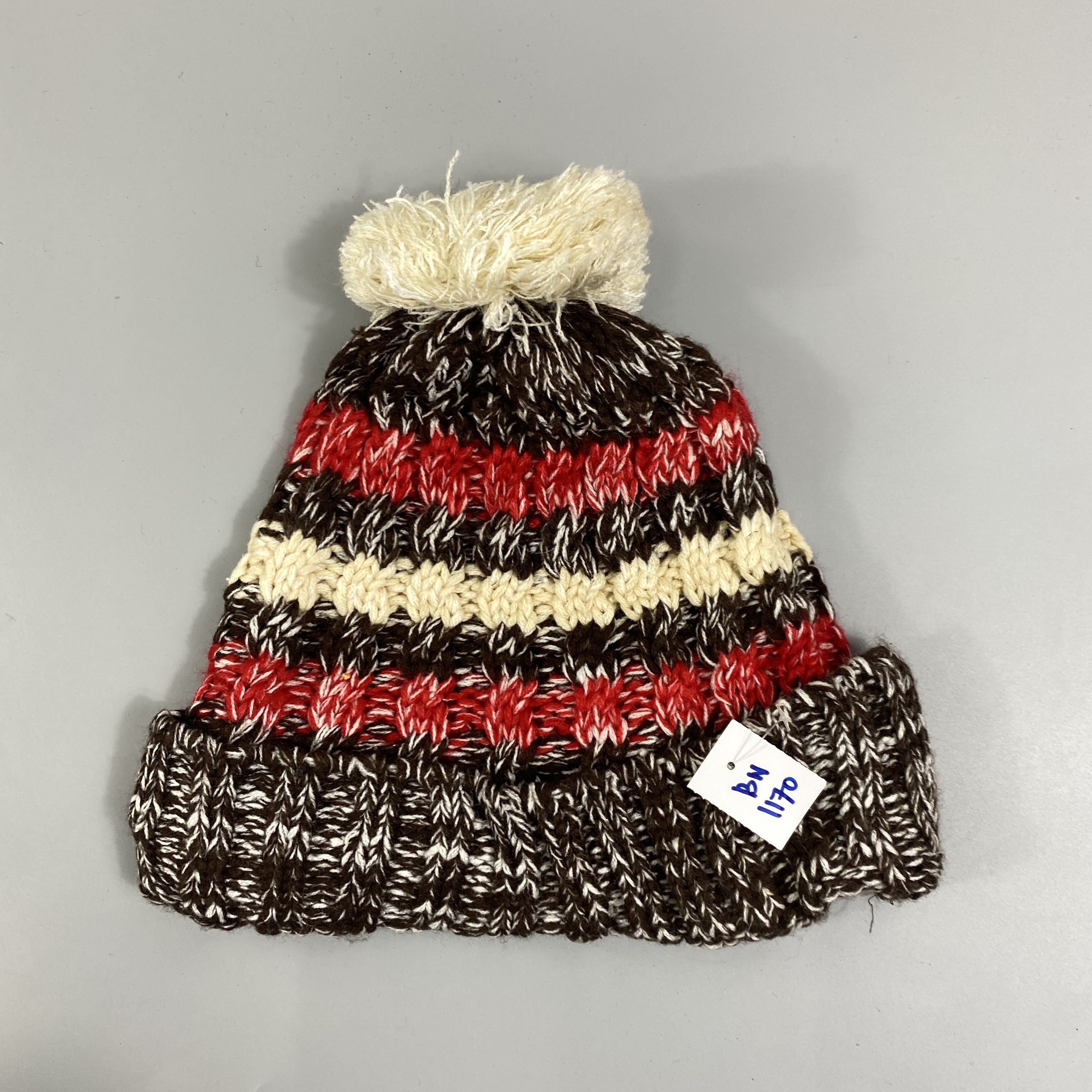 Japanese Brand Knitted Stripe Beanie Hats Pom Pom -BN1170 Size ONE SIZE - 6 Thumbnail