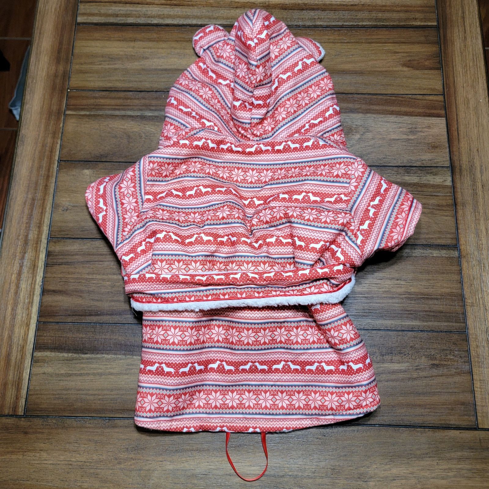 Other Merry & Bright Christmas Sherpa Dog Robe w/ Hood -Size Large Size ONE SIZE - 3 Thumbnail