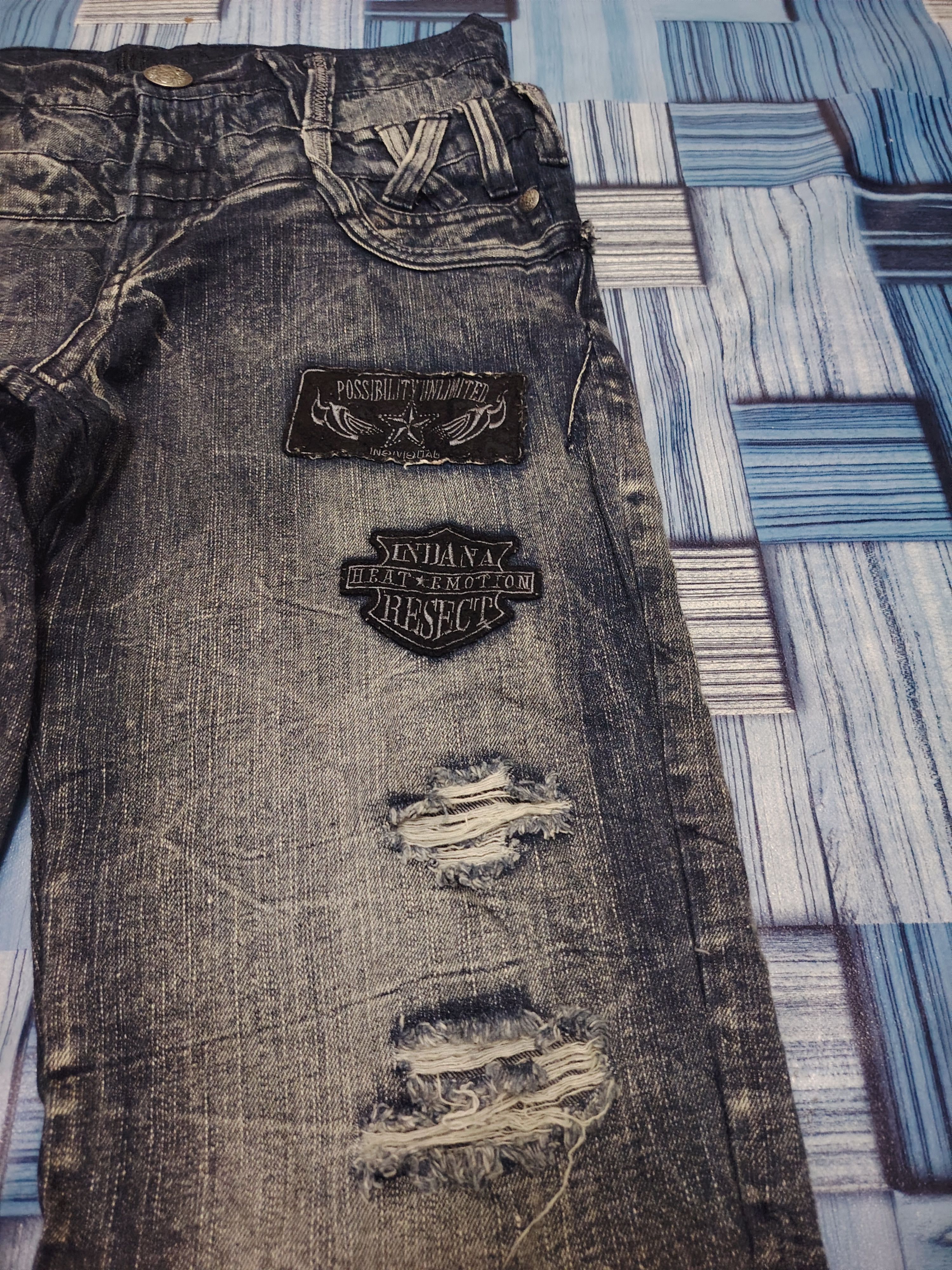 Who Decides War Japanese Originalstyle Double Waist Distressed jeans Patches Size US 30 / EU 46 - 4 Thumbnail
