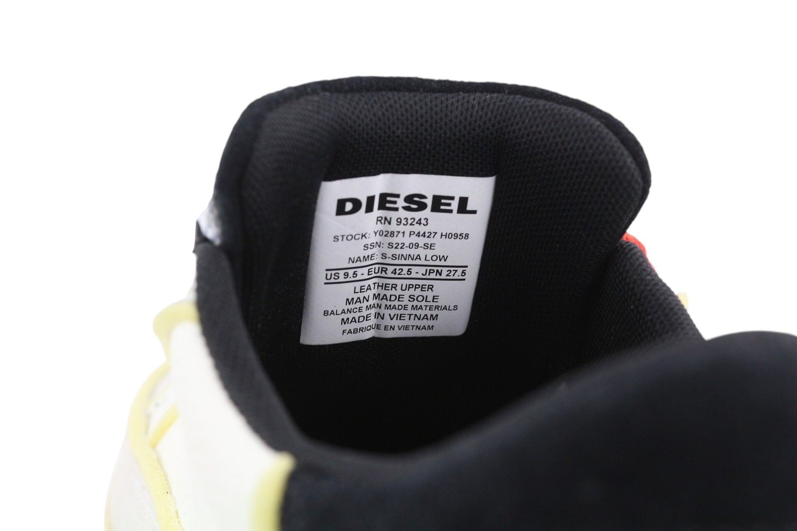 Diesel S-SINNA LOW EU42.5 White Leather Low Top 41077 Size US 9.5 / EU 42-43 - 11 Thumbnail