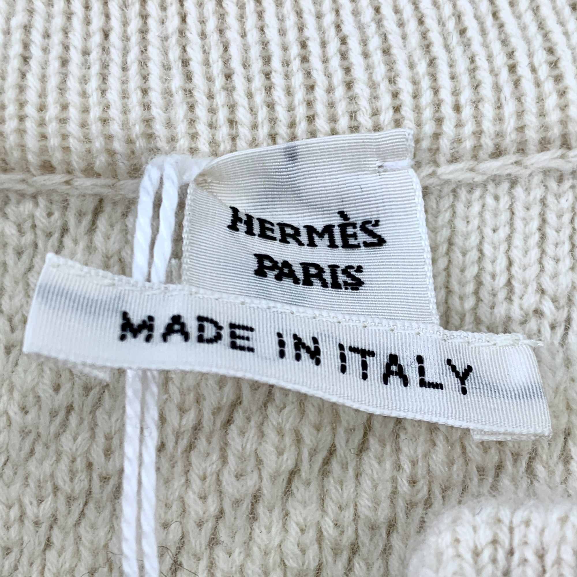 Hermes Hermès Cream Virgin Wool Zipper Knit Coat - Diamond Patterne Size XXS / US 00 / IT 34 - 8 Thumbnail
