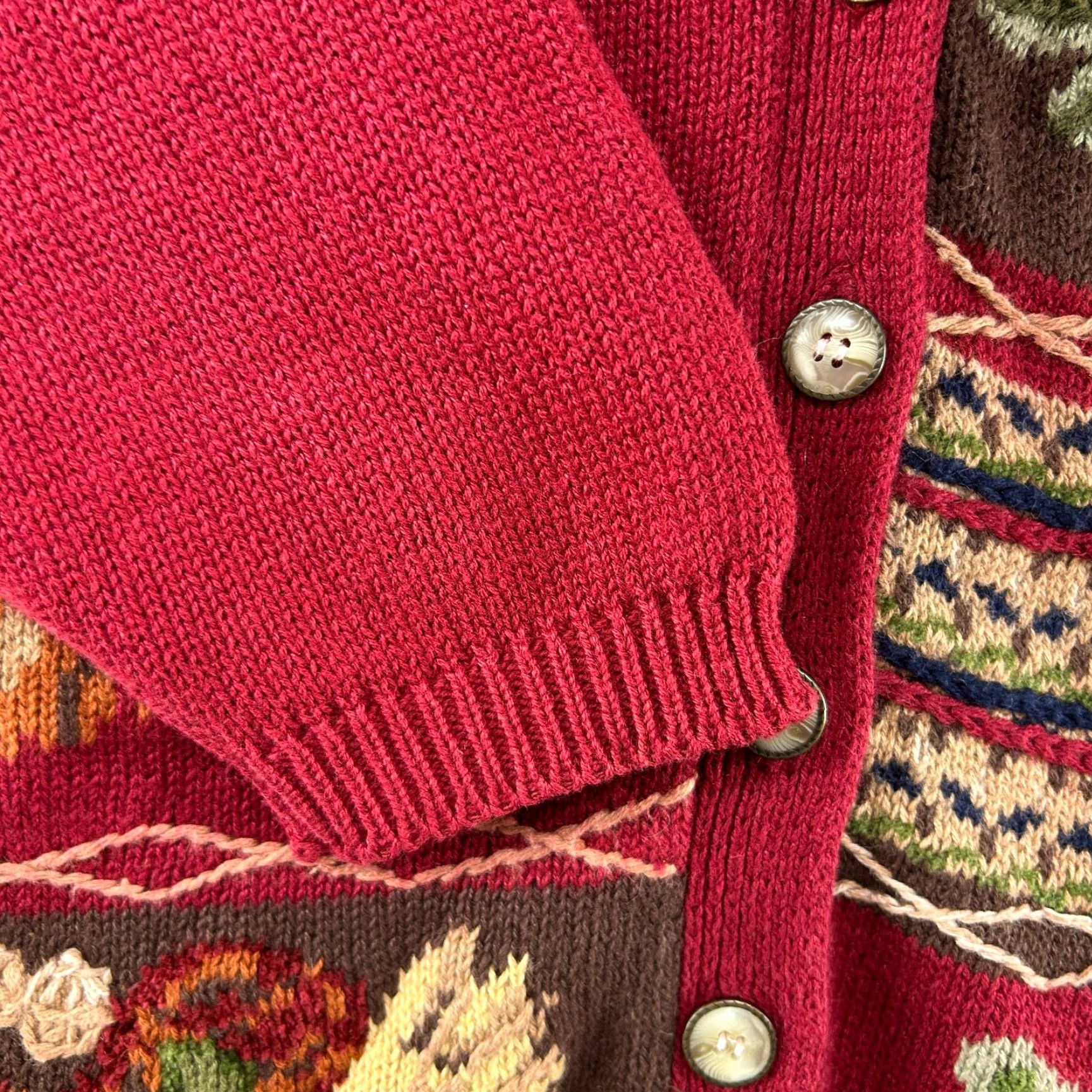 Jantzen VINTAGE Jantzen Sweater Cardigan Womens L Red Embroidered Cable-Knit Crew Neck Long Sleeve Autumn 90s Womens Size L / US 10 / IT 46 - 4 Thumbnail