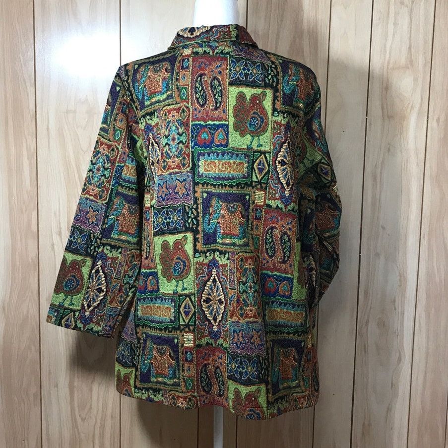 Other White Stag Vintage 90s Beaded Tapestry Boho Blazer 18W/20W Size XXL / US 16-18 / IT 52-54 - 2 Thumbnail