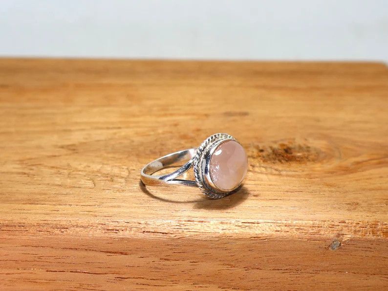 Handmade Rose Quartz Ring: Sterling Silver, Handmade Pink Gemstone Size ONE SIZE - 3 Thumbnail