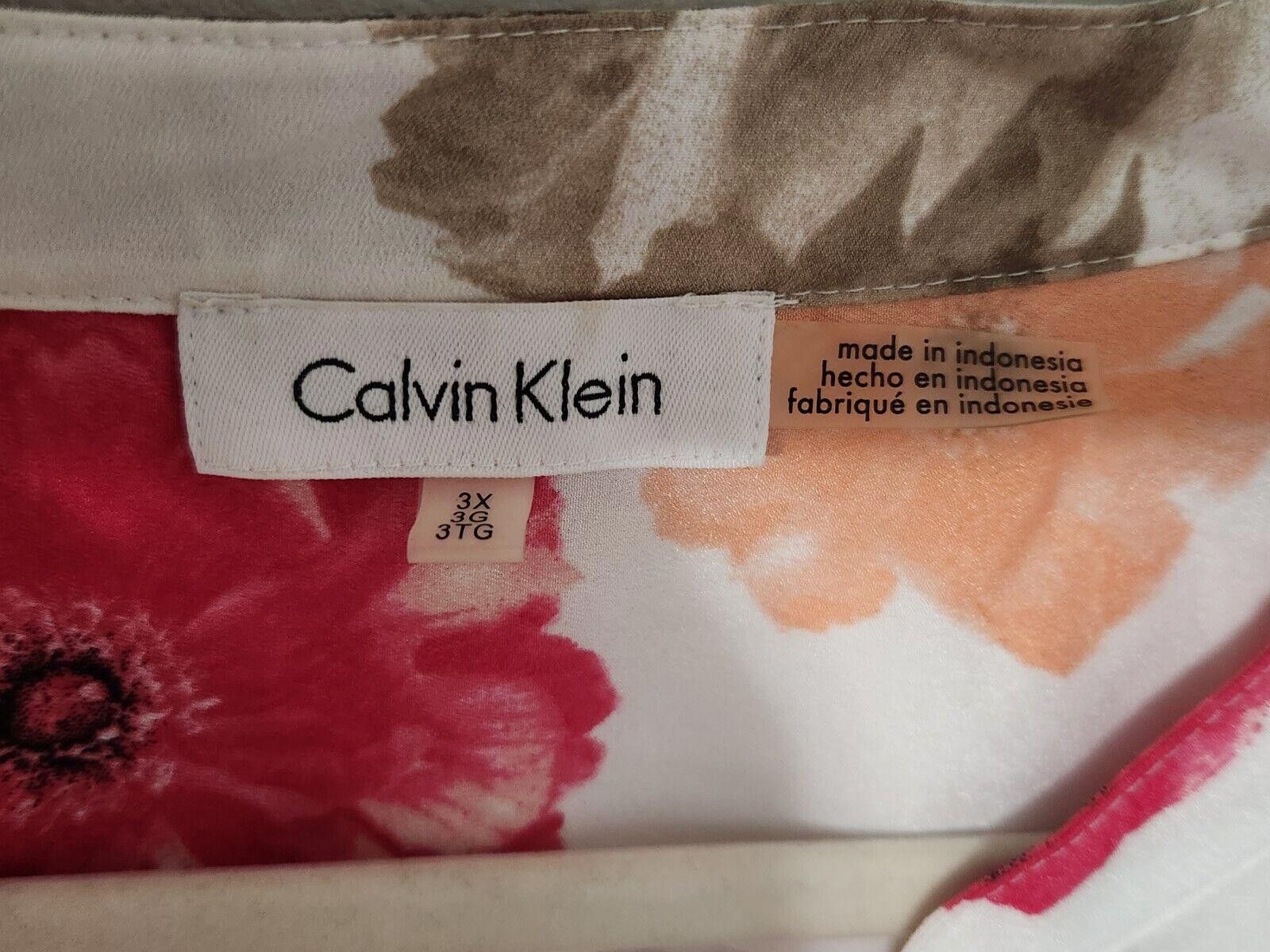 Calvin Klein Calvin Klein Top 3x Plus Size Button Down V Neck Floral Size 3XL / US 20-22 - 3 Thumbnail
