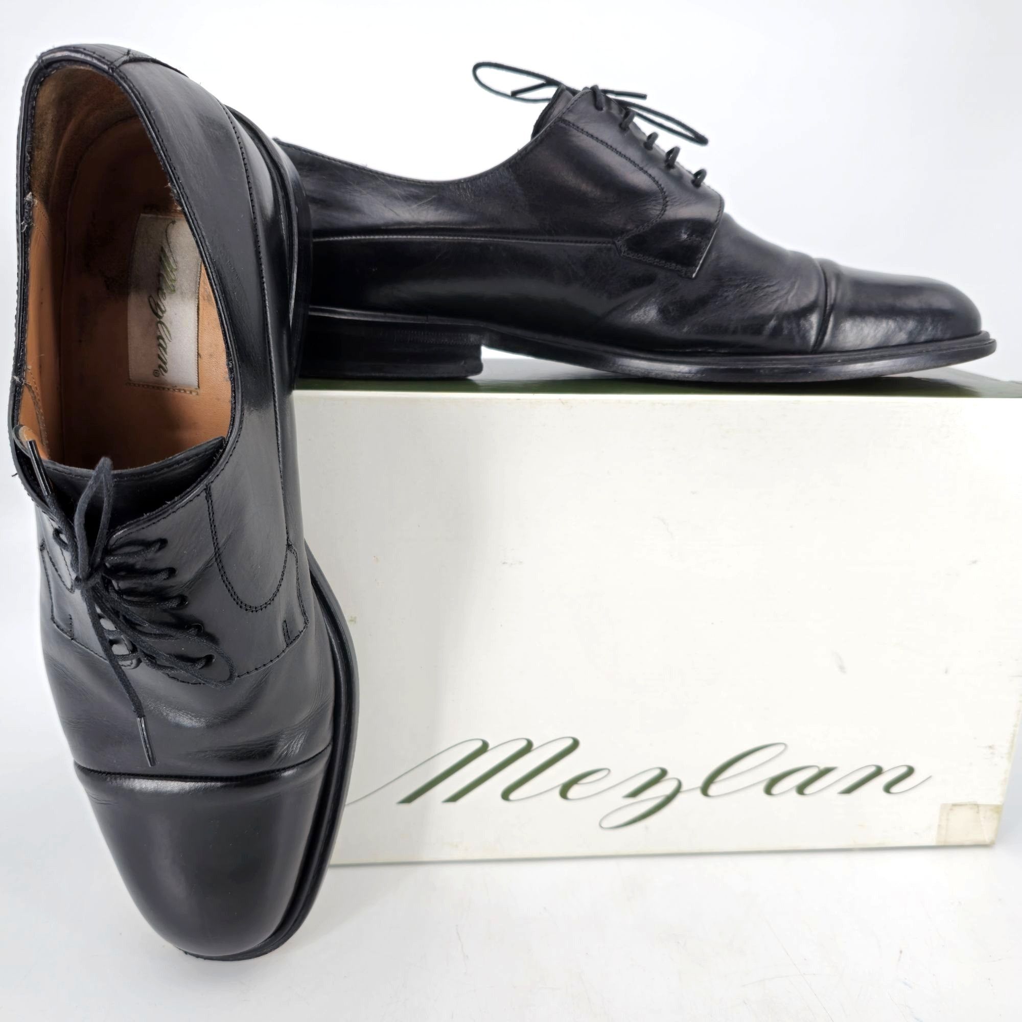 Mezlan Mezlan Spain Mens size 11 Dress Shoes Black Leather Cap-toe Size US 11 / EU 44 - 11 Thumbnail