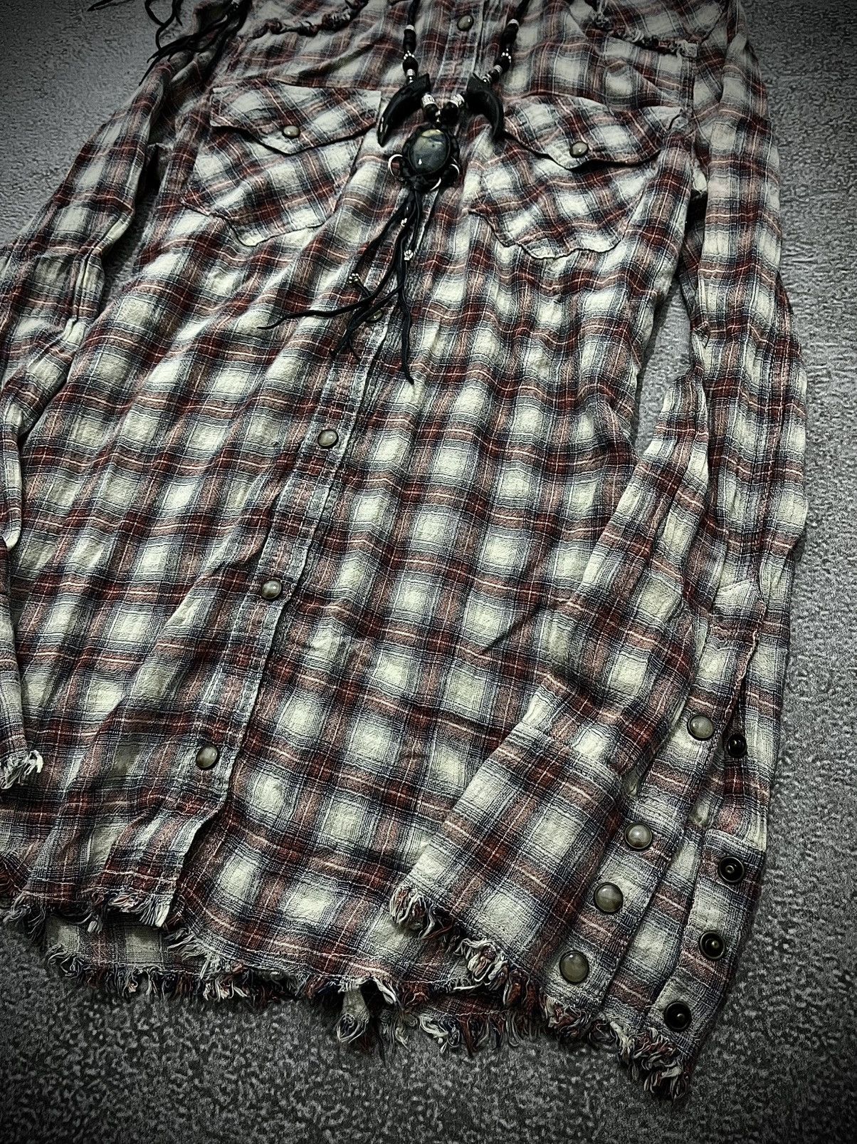 GOA 2000s Goa Gothic Distressed Flannel Long Sleeve Size US M / EU 48-50 / 2 - 3 Thumbnail