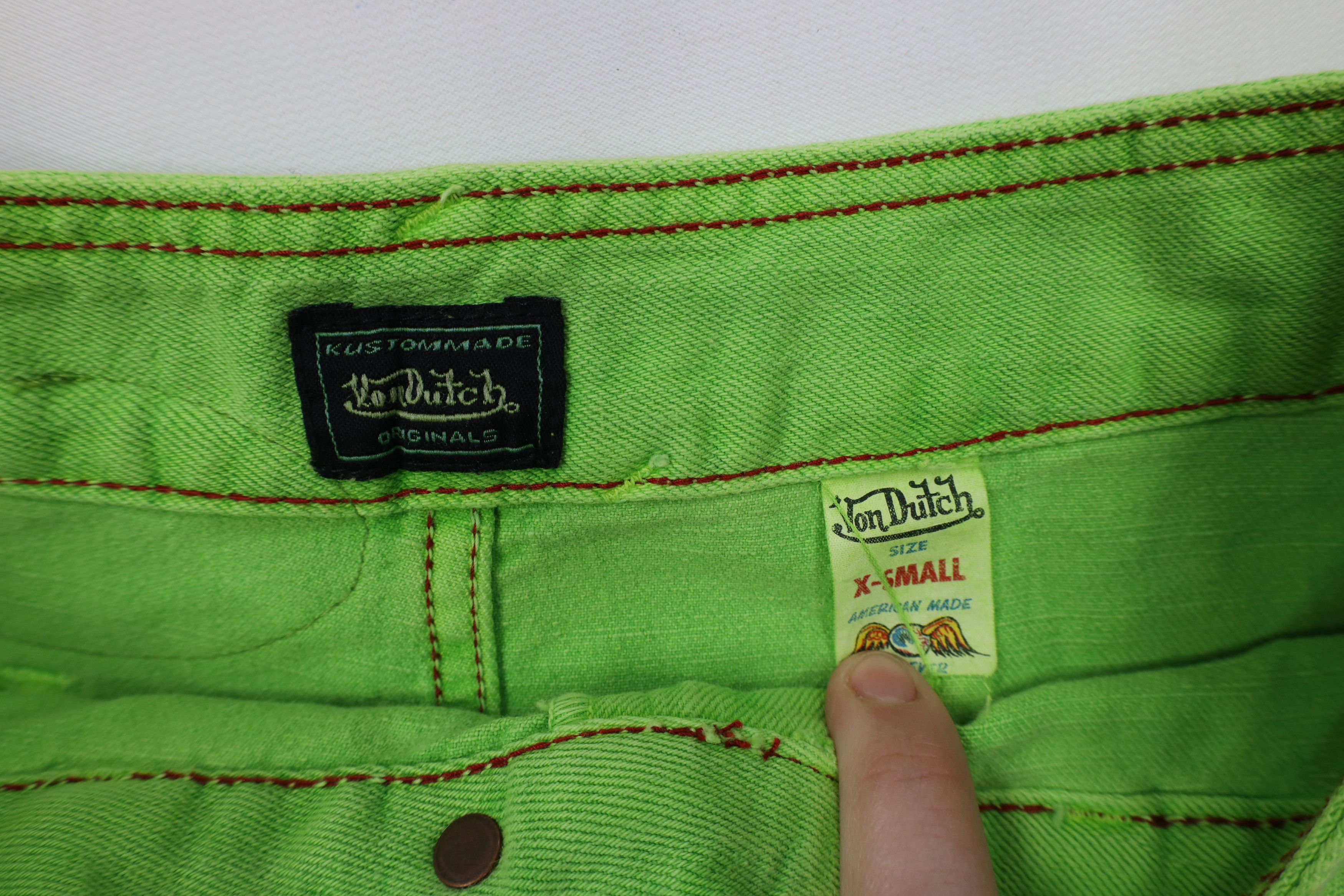 Vintage × Von Dutch Vintage 90s Y2K Von Dutch Denim Jean Mini Skirt Green USA Size 24" / US 00 / IT 34 - 7 Thumbnail