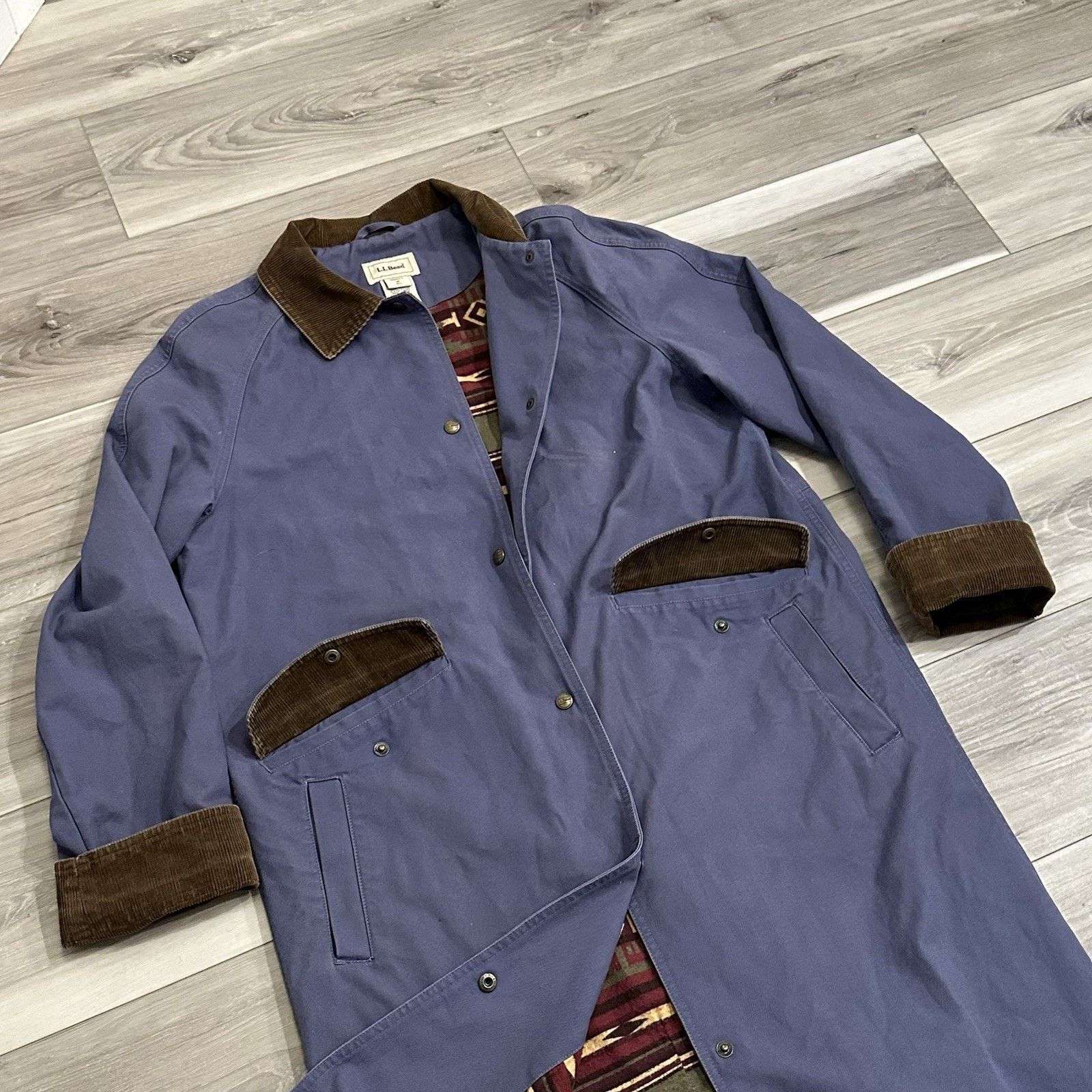 L.L. Bean VTG LL Bean Women’s Medium Long Canvas Duster Periwinkle Size M / US 6-8 / IT 42-44 - 5 Thumbnail