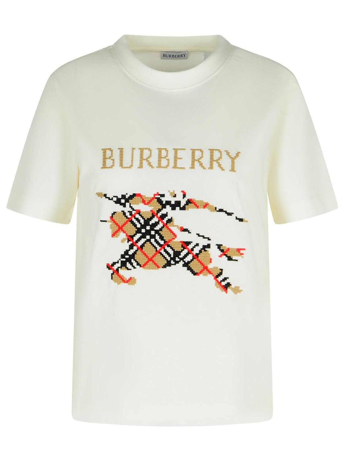Burberry 'frankie' Ivory Cotton T-Shirt, Women's (Size L)