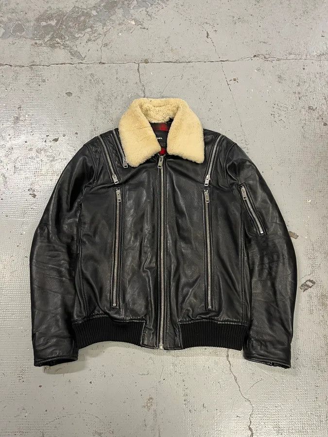 Diesel FW2017 Diesel Multi Zip Shearling Collar Black Leather Jacket Size US L / EU 52-54 / 3 - 1 Thumbnail