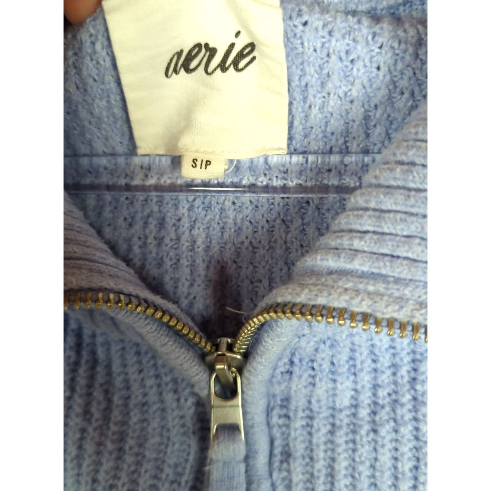 Vintage Aerie Cozy Up Waffle Knit Oversized 1/4 Zip Pullover Sweater Blue Small Dress? Size S / US 4 / IT 40 - 3 Thumbnail