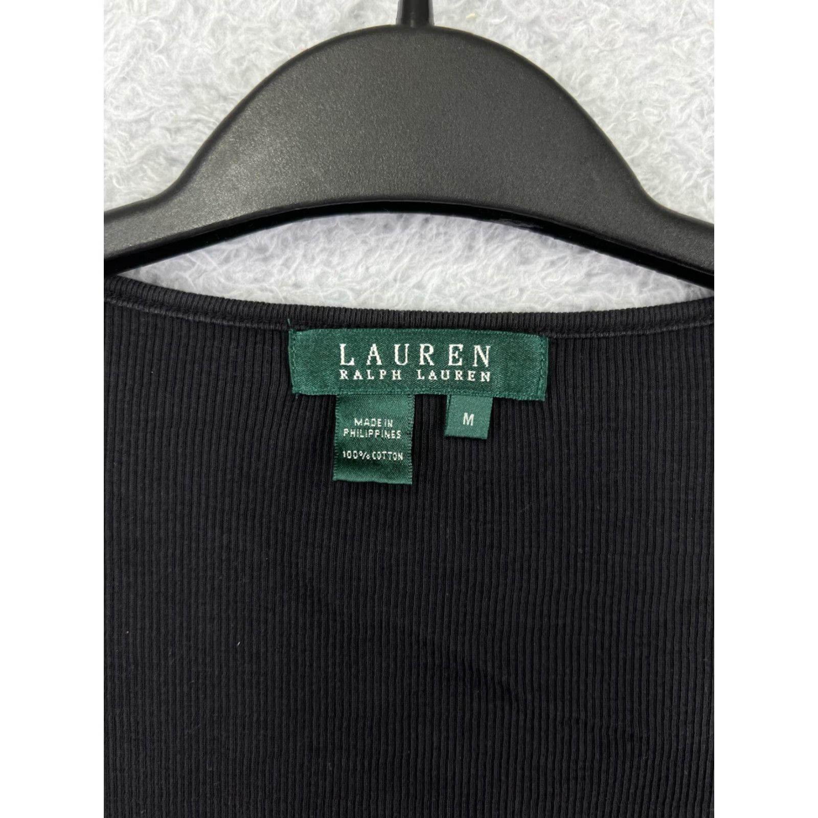 Ralph Lauren Lauren Ralph Lauren Shirt Juniors Medium Black Cotton Short Sleeve V-Neck Size M / US 6-8 / IT 42-44 - 3 Thumbnail