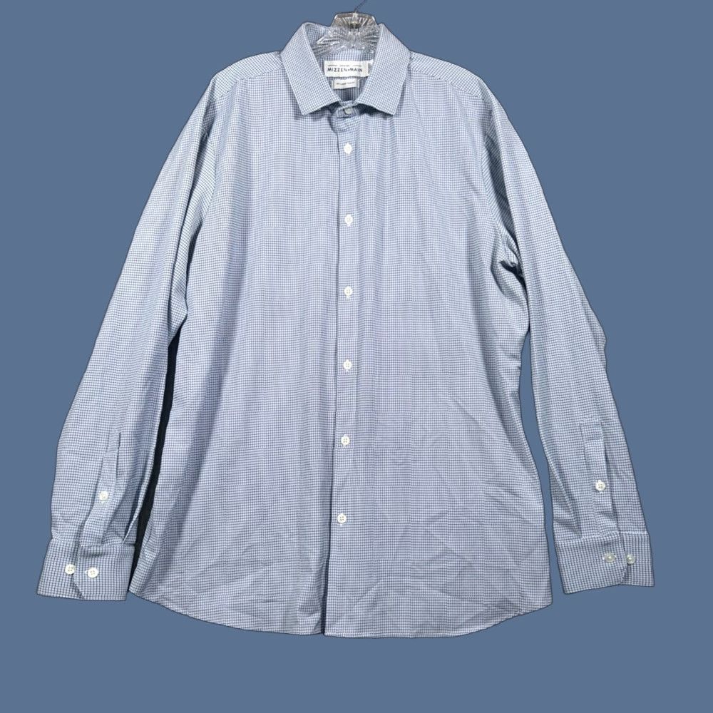 Mizzen+Main Mizzen+Main Performance Stretch Button Up Shirt Long Sleeve Trim Fit Mens XXL Blue Size US XXL / EU 58 / 5 - 1 Thumbnail