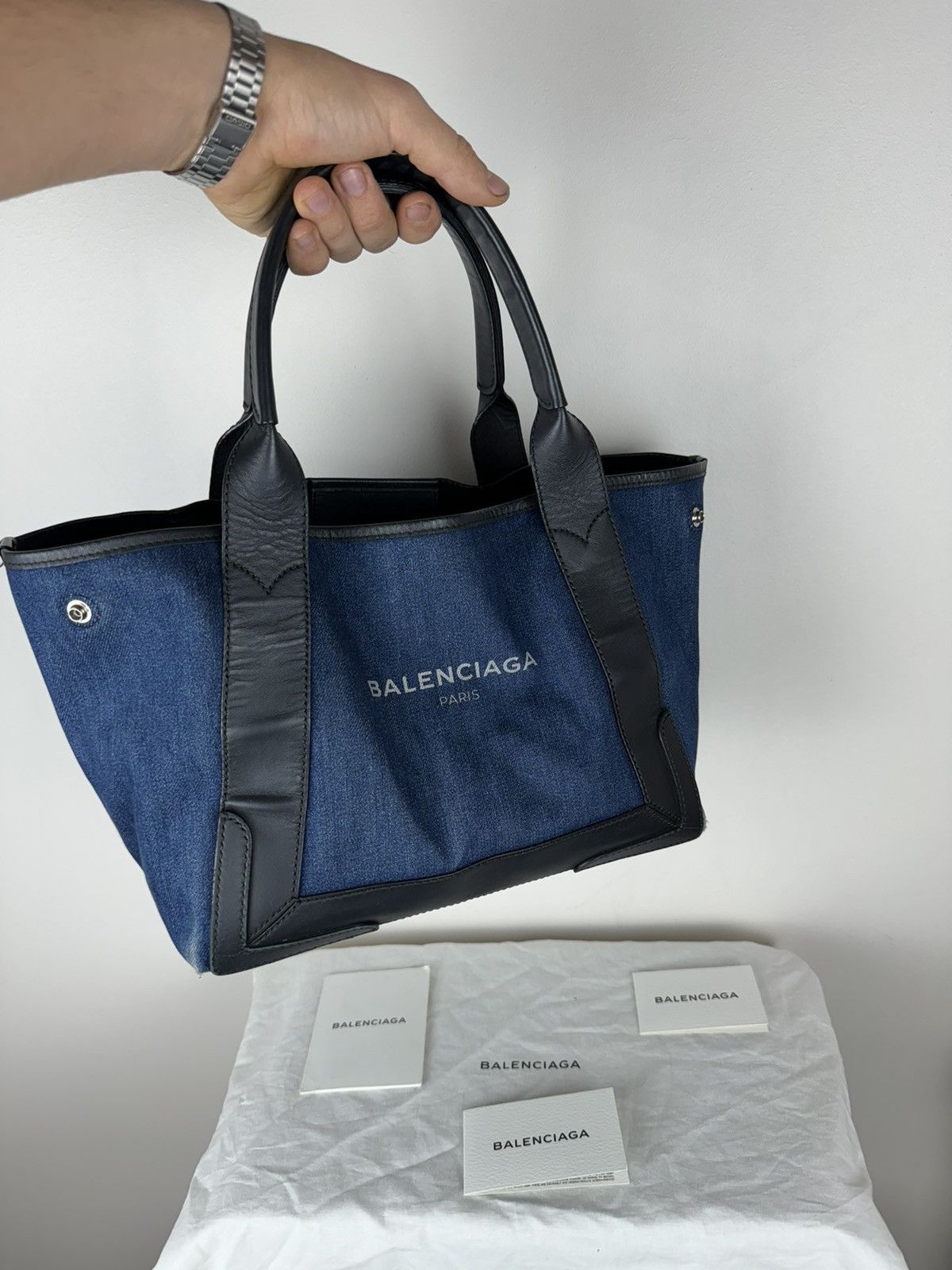 Balenciaga Balenciaga Navy Cabas Handbag original casual item Size ONE SIZE - 2 Thumbnail