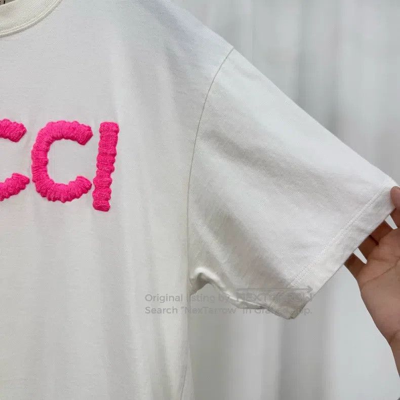 Gucci Gucci White and pink three-dimensional letter embroidery s Size S / US 4 / IT 40 - 4 Thumbnail
