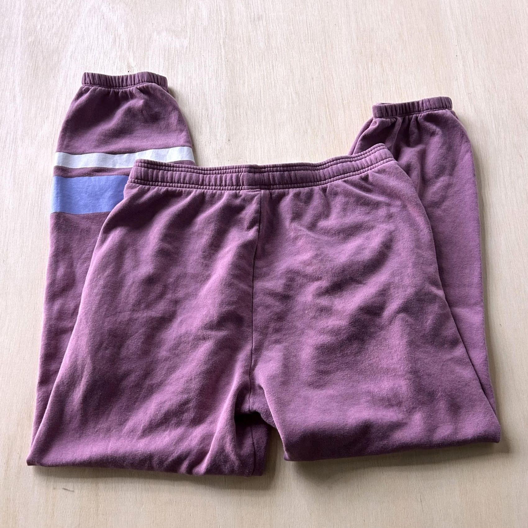 Vintage PINK Victoria's Secret Sweatpants Womens L Pink Terry Stripe Joggers Lounge Tapered Elastic Waist Pockets Size 36" / US 14 / IT 50 - 6 Thumbnail