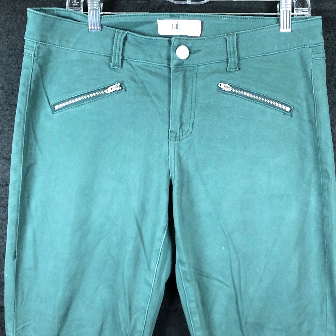Vintage CAbi Jeans Hunter Green Mid Rise Skinny Moto Zipped Pockets Stretch 10 Women's Denim Jeans Regular Sized 10 Green Pants Size 32" / US 10 / IT 46 - 2 Thumbnail