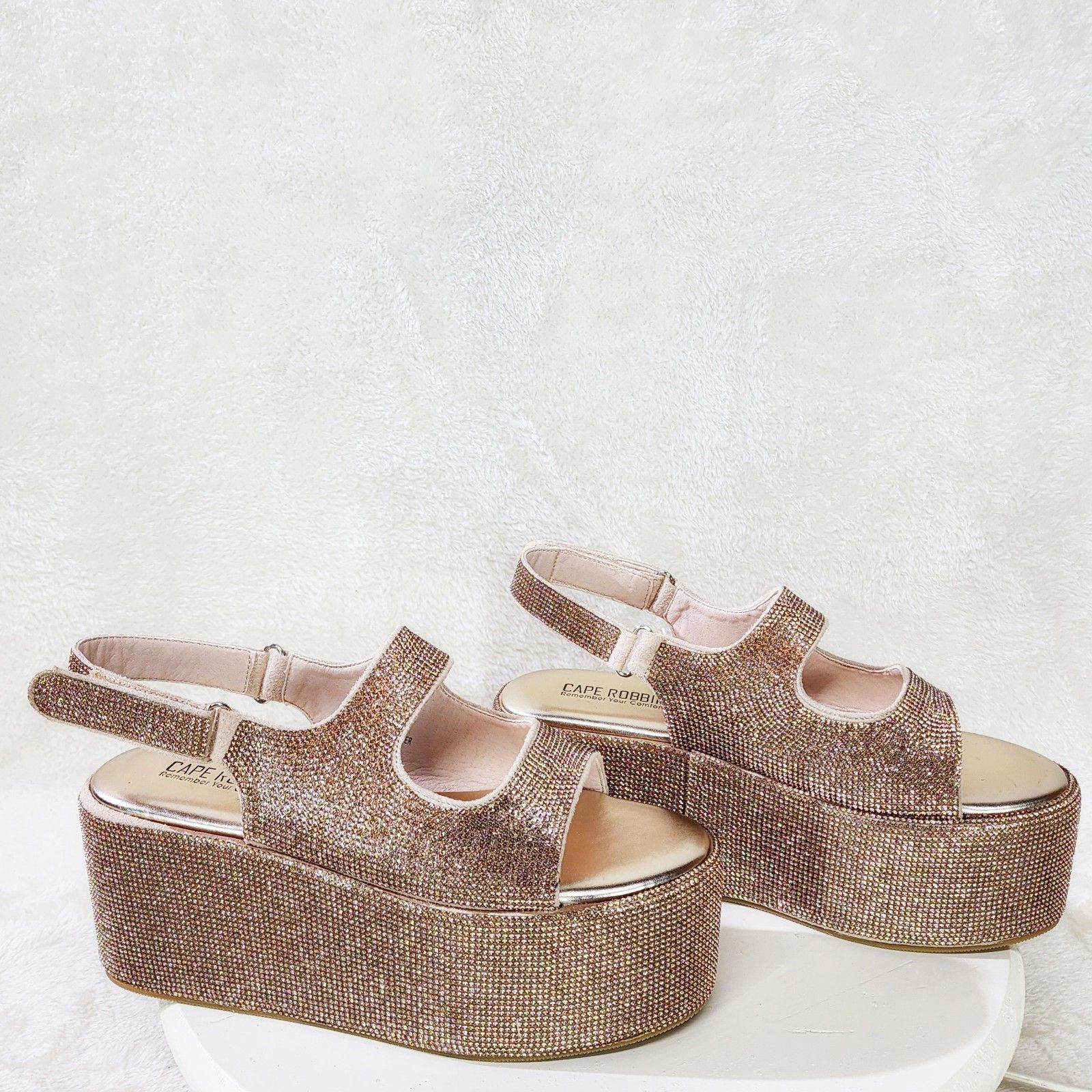 Other Oh Yeah Rose Gold 3" Platform Sparkling Rhinestone Flatform Size US 8 / IT 38 - 2 Thumbnail