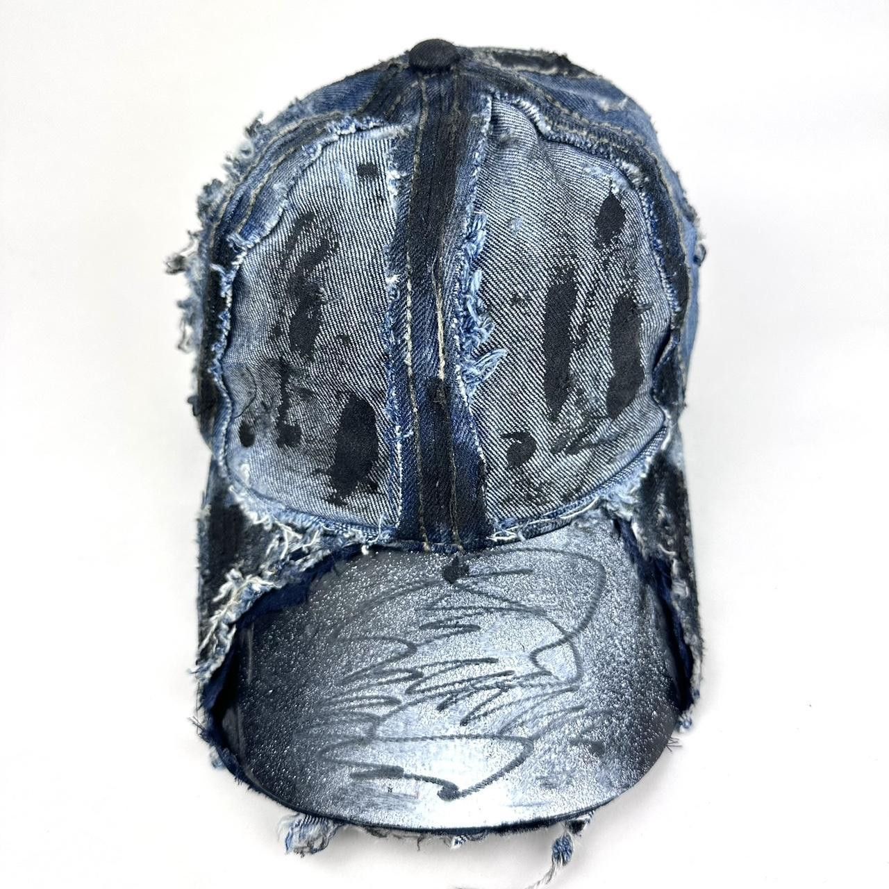 ASTROBOI* 'Denim Punk' Blue & Black Distressed Hat