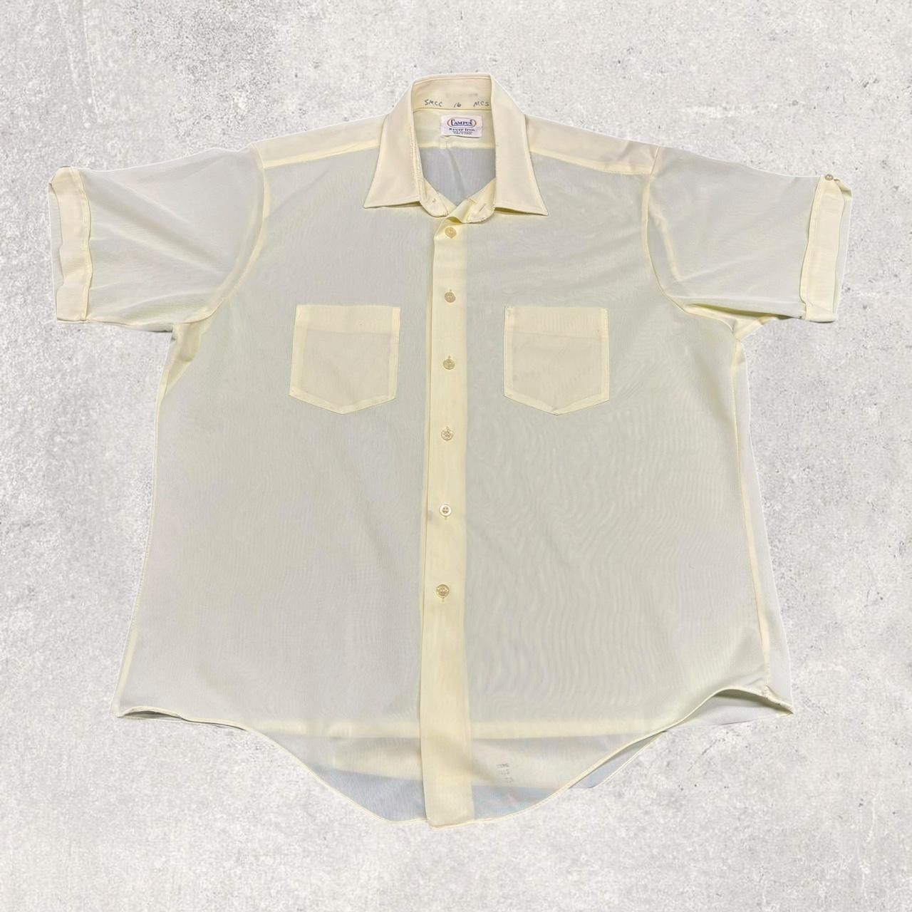 Vintage 1960s Vintage Pale Yellow Button Up Shirt Size US L / EU 52-54 / 3 - 1 Thumbnail
