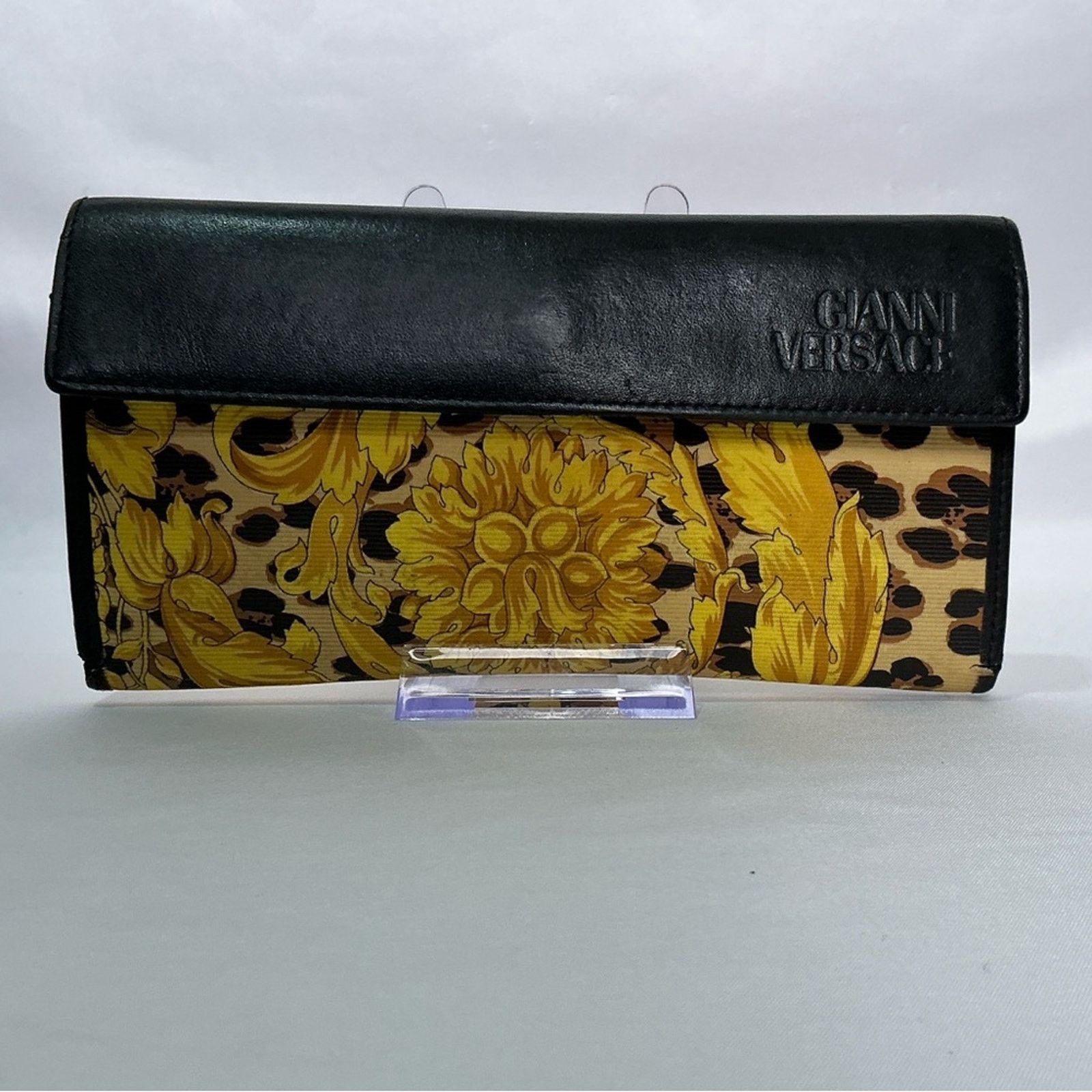 Versace Vintage Versace Baroque Leather Leopard Unisex Long Wallet Size ONE SIZE - 1 Thumbnail