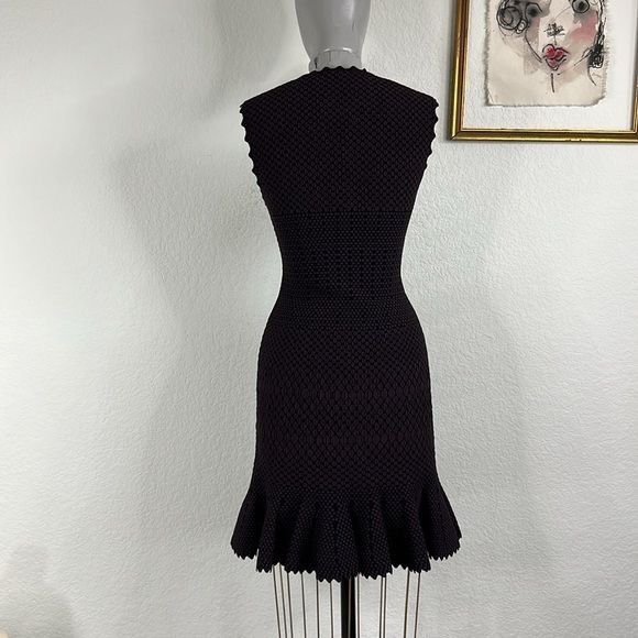 Alaia ALAIA Knit Scalloped Diamond Print Drop Waist Knee Fit Flare Size S / US 4 / IT 40 - 7 Thumbnail