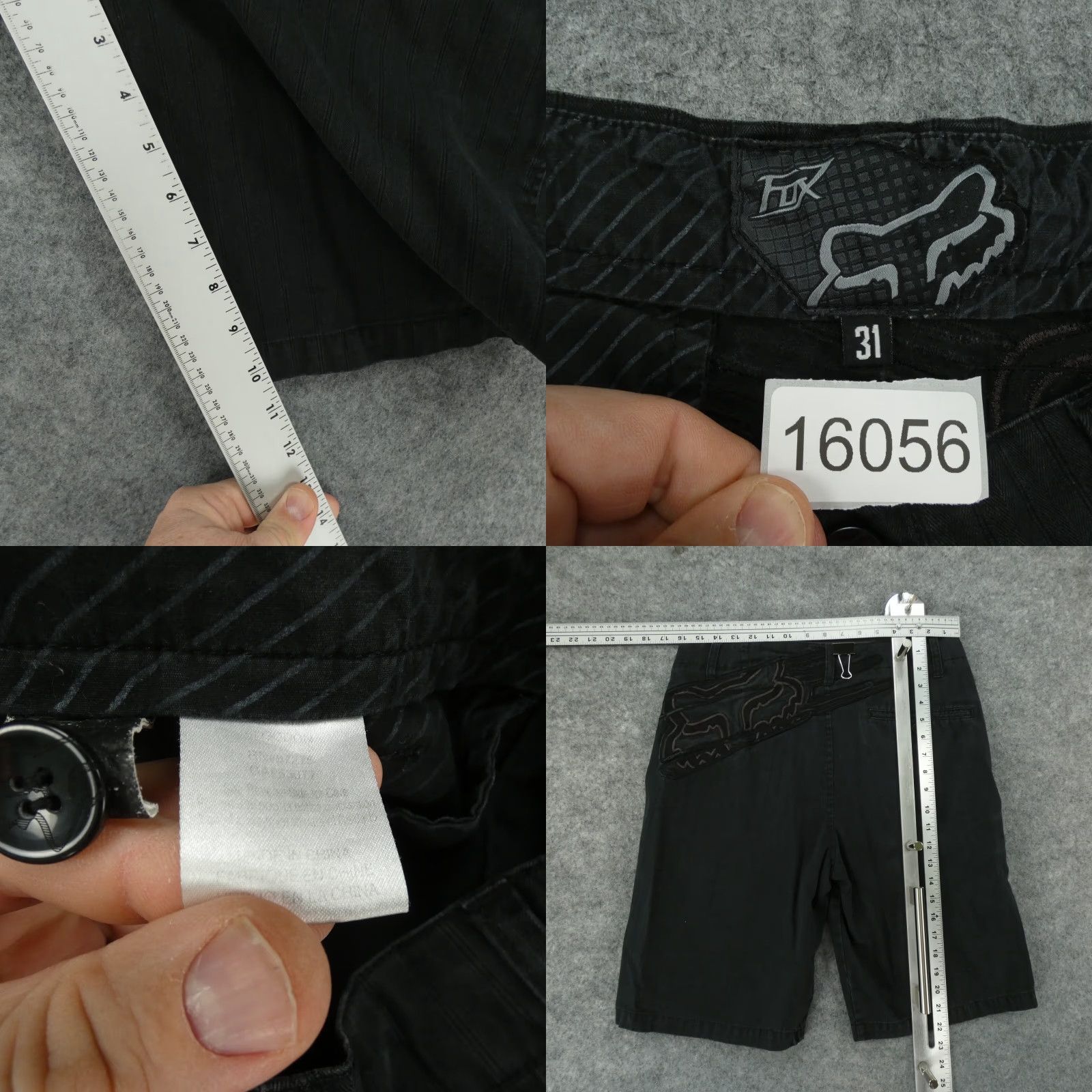 Vintage Fox Shorts Mens 31 Chino Flat Front Black Striped Embroidered Fox Head Size US 31 - 8 Thumbnail