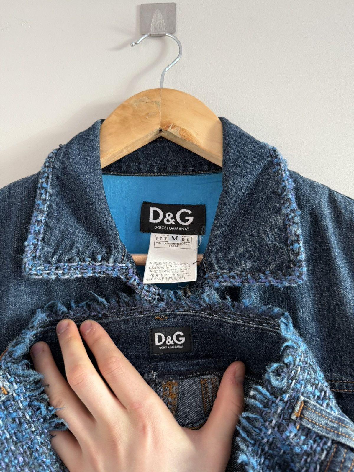 Dolce & Gabbana Vintage D&G Denim Set Tweed Trim Jacket Jeans Size M / US 6-8 / IT 42-44 - 13 Thumbnail