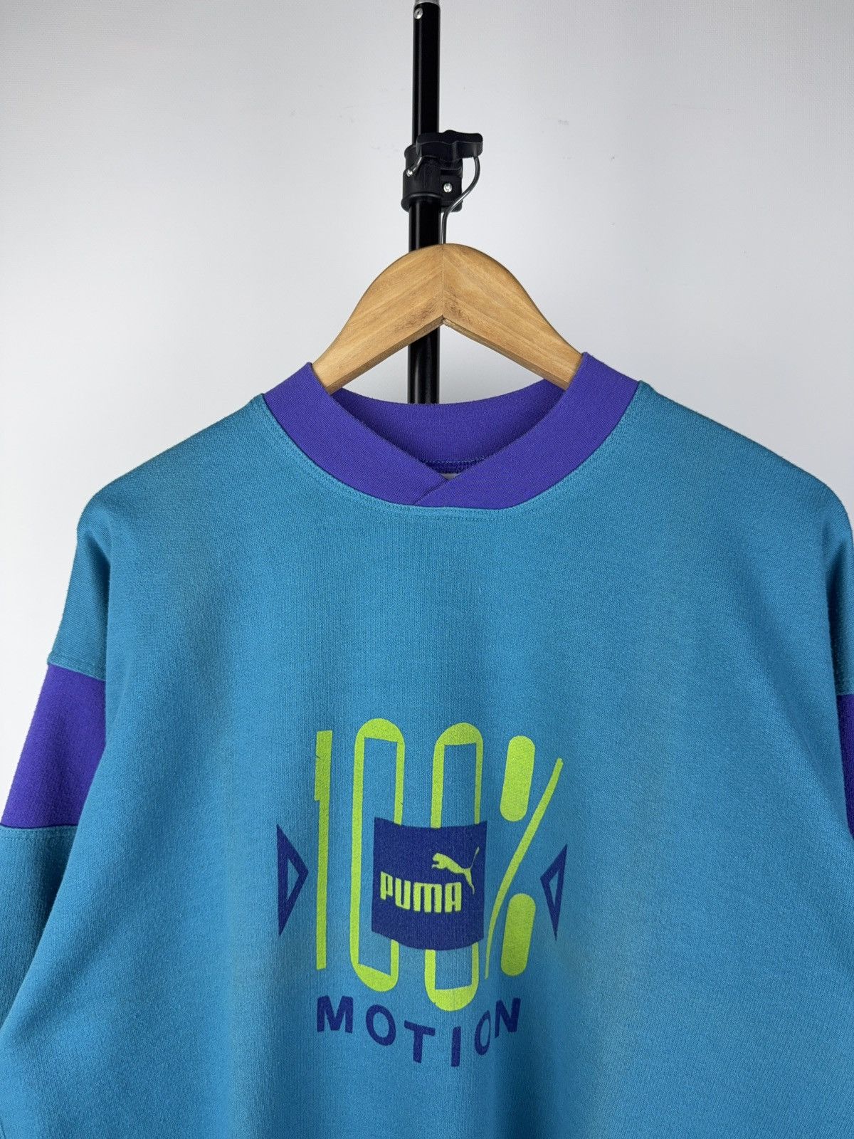 Puma × Vintage Vintage PUMA 100% Motion Sweatshirt Blue Purple 90s Style Size US M / EU 48-50 / 2 - 2 Thumbnail