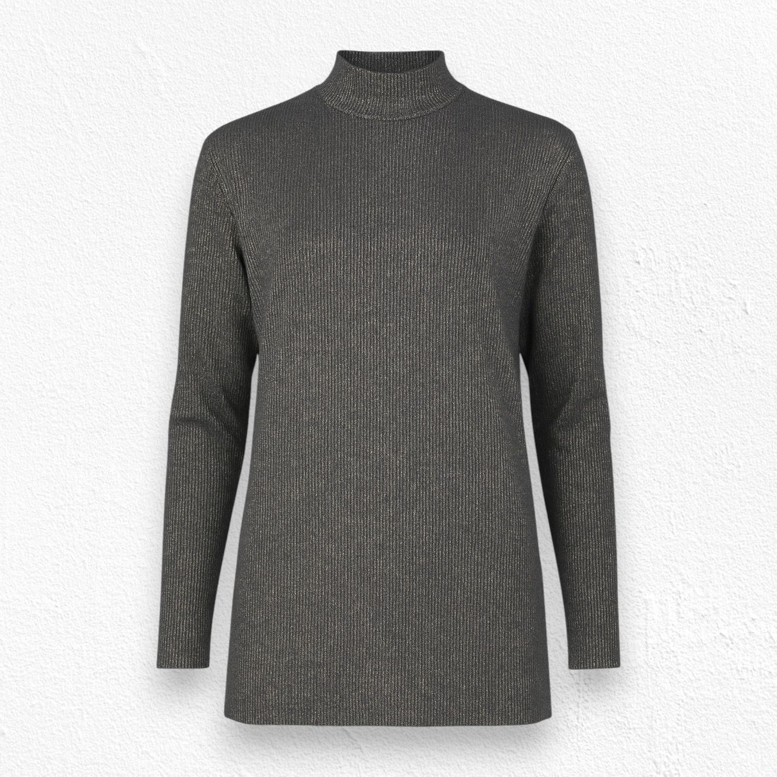 Vintage Metallic Gray Gold Mock Neck Ribbed Sweater Size Medium Size M / US 6-8 / IT 42-44 - 1 Thumbnail