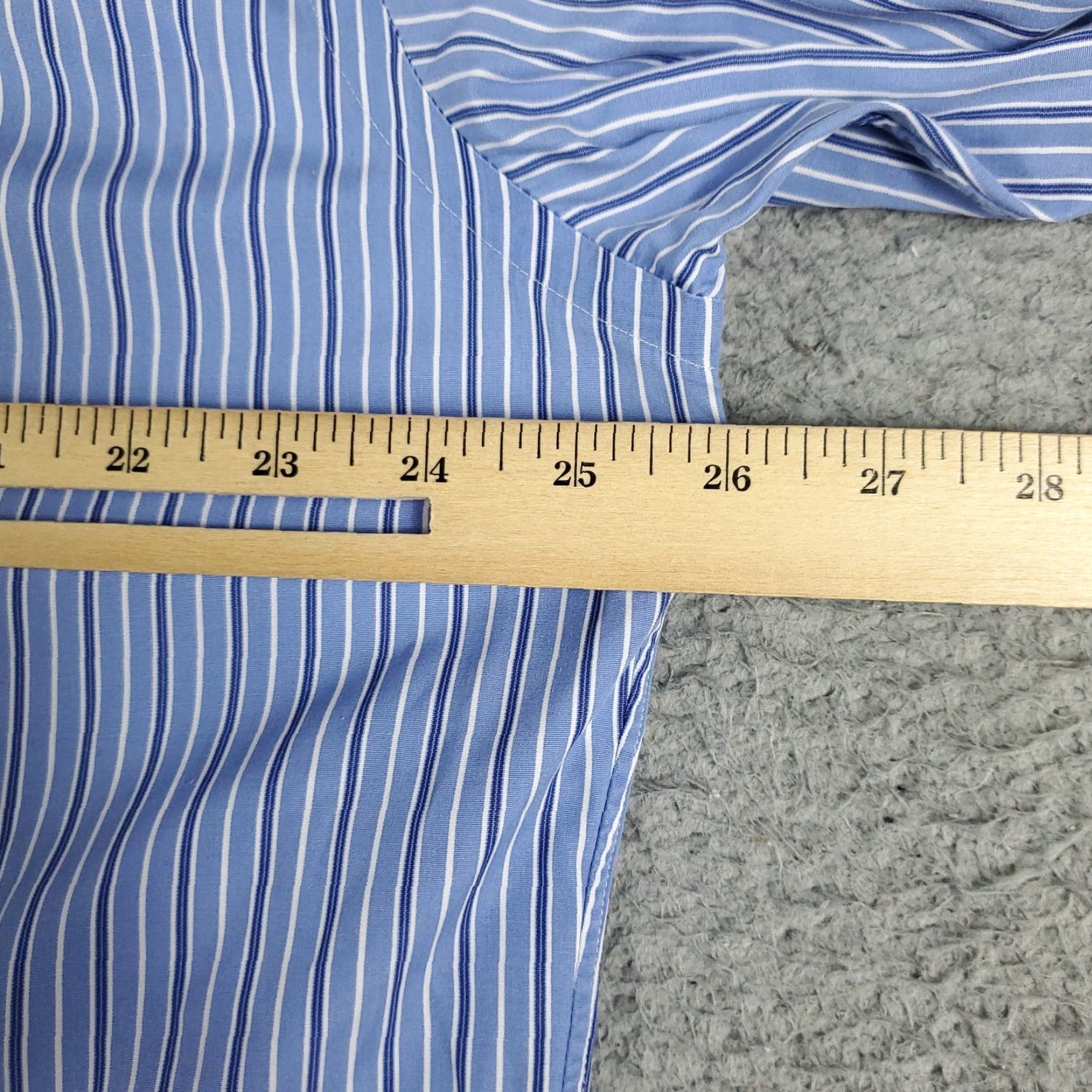 Ralph Lauren Ralph Lauren Dress Shirt Mens 17.5 Blue Striped Button Up Long Sleeve Non-Iron Casual Business Classic Mens Size 17.5 Blue Size 46R - 6 Thumbnail