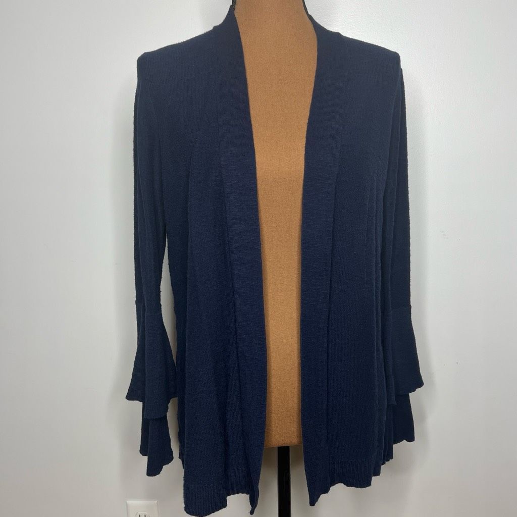 J.Crew J. Crew Navy Cardigan Open Front Sweater, Layered Ruffle Sleeves Women’s Medium Size M / US 6-8 / IT 42-44 - 10 Thumbnail